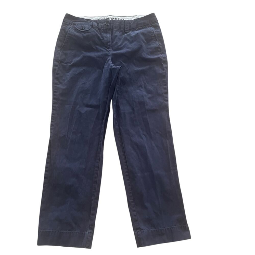 Lands End Chino Pants Womens Size 10 Dark Blue Navy Flat Front Straight Leg